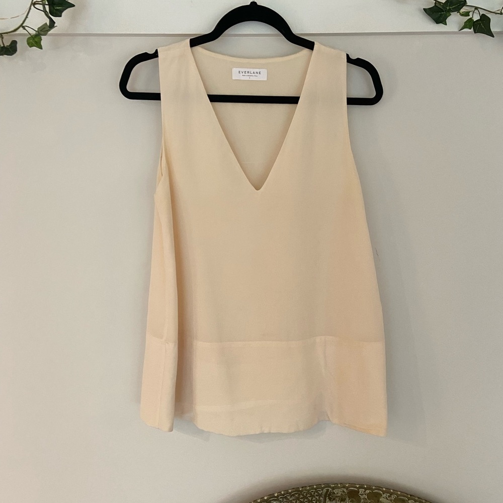 EVERLANE Sleeveless Silk Pale Top